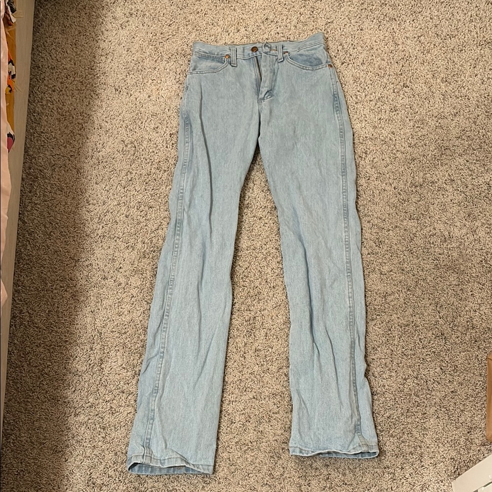 Wrangle Light Wash Mid Rise Straight Leg Jean